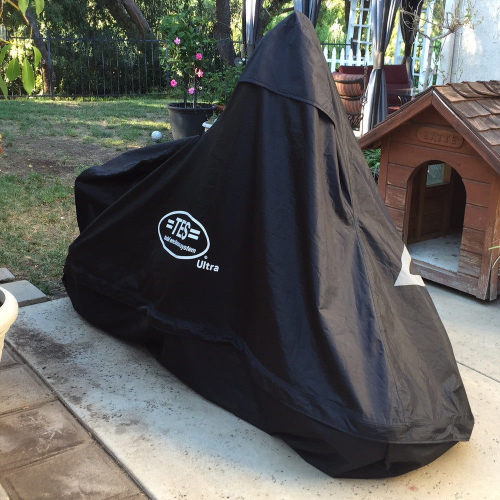 Harley Davidson Outdoor Cover By TES Cover Shown here outside. The TES Cover give you options to store your motorcycle outside. 