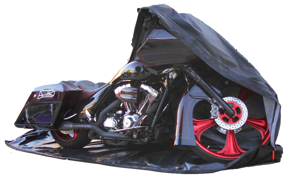 Stretched Bagger cover  fits up to a 32" front wheel and 16" longer bags. Tour pack fits as well. 