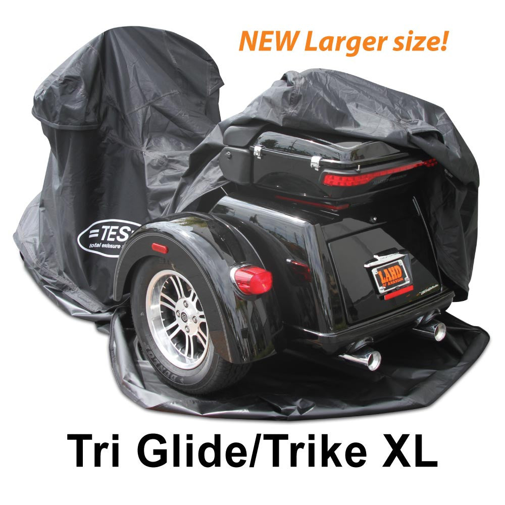 The new TES Trike XL is made to fit aftermarket conversion trikes that net out to be larger than the "Harley Davidson TriGlide". 