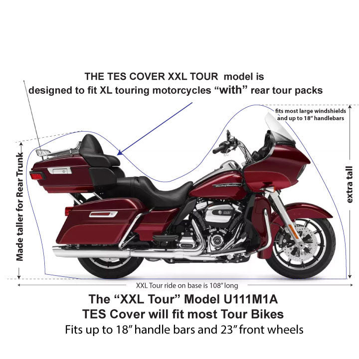 XXL-Tour Enclosed Motorcycle Cover Large Touring W/Tour Pack