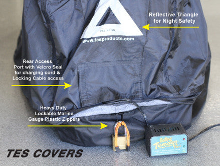Scooter Cover Rear Access Panel and locking Zippers